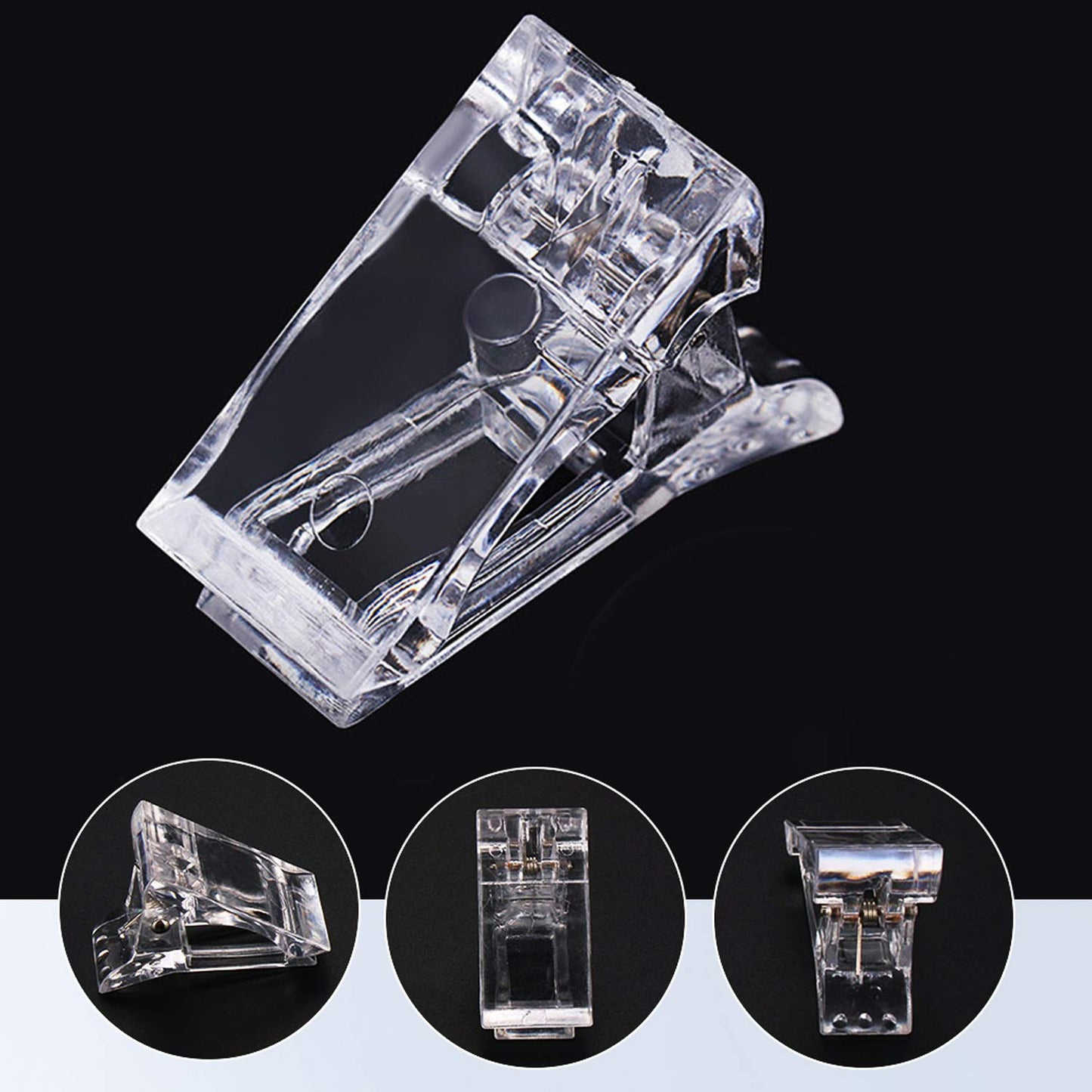 12Pcs Nail Tips Clip for Quick Building Polygel Nail Clips for Polygel Finger Nail Extension Manicure Nail Art Tool with 1Pcs False Nail Tip Trimmer