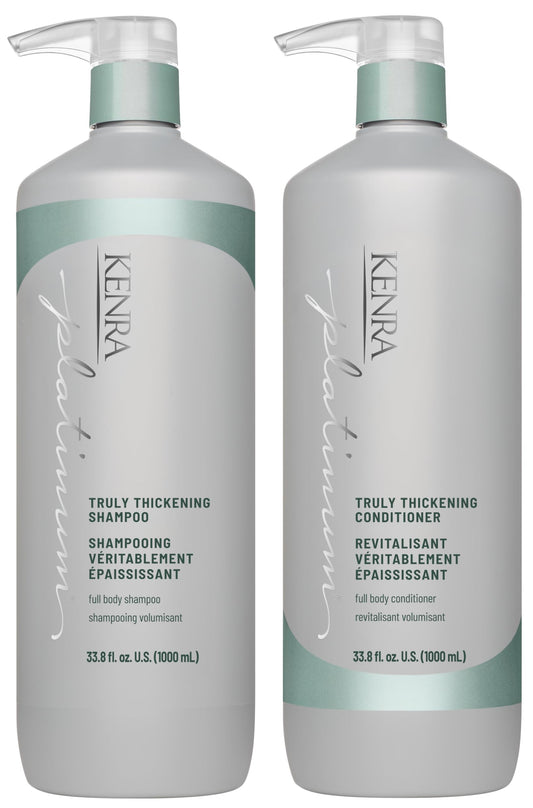 Kenra Platinum Truly Thickening Shampoo & Conditioner Set| Volumizing + Fuller-Looking Hair | Adds Body | Lightweight | for Fine & Thin Hair | Sulfate