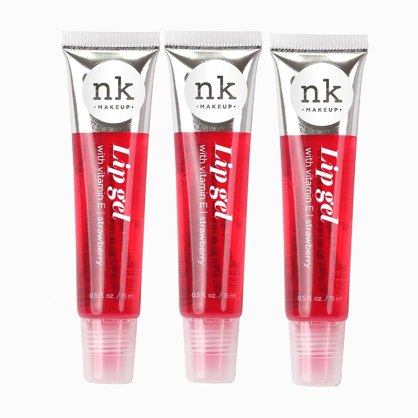 NICKA K NEW YORK Lip Gel, Hydrating, Lightweight, Glides on Effortlessly, Non Sticky Finish Lip Gel Colors Strawberry 3 Pack