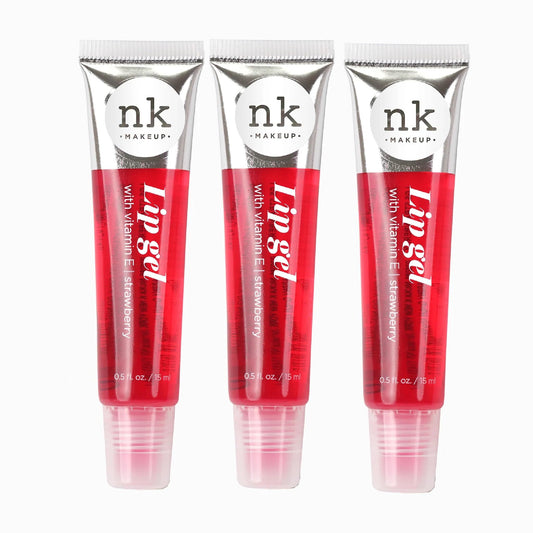 NICKA K NEW YORK Lip Gel, Hydrating, Lightweight, Glides on Effortlessly, Non Sticky Finish Lip Gel Colors Strawberry 3 Pack