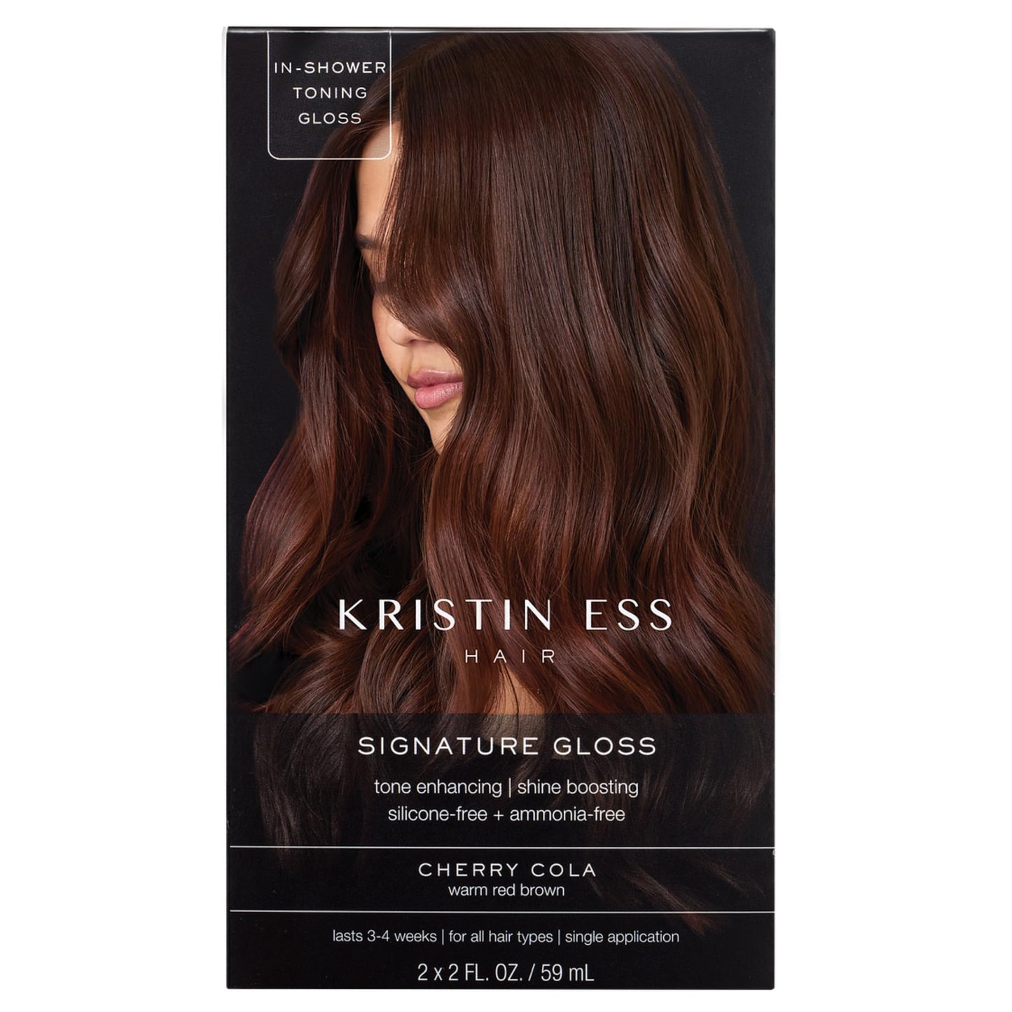 Kristin Ess Hair Gloss in Cherry Cola Warm Red Brown - 4 Wk Semi Permanent Hair Dye Glaze - Color Depositing Conditioner & Brassy Toner for Vibrant