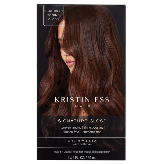 Kristin Ess Hair Gloss in Cherry Cola Warm Red Brown - 4 Wk Semi Permanent Hair Dye Glaze - Color Depositing Conditioner & Brassy Toner for Vibrant