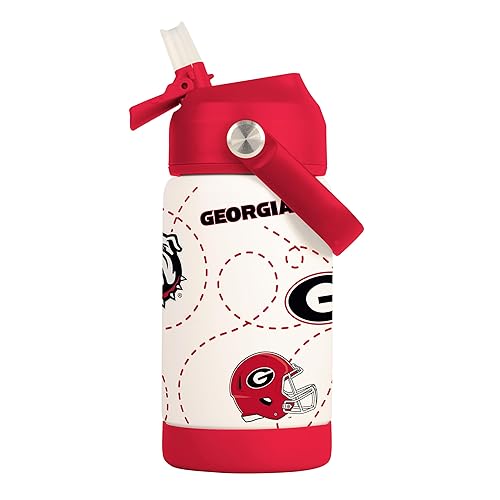 Logo Brands NCAA Georgia Bulldogs Mascot Stainless-Steel Kids Bottle -Soft Silicone Mouthpiece, Easy To Carry, Kid-Friendly Design- Great For School