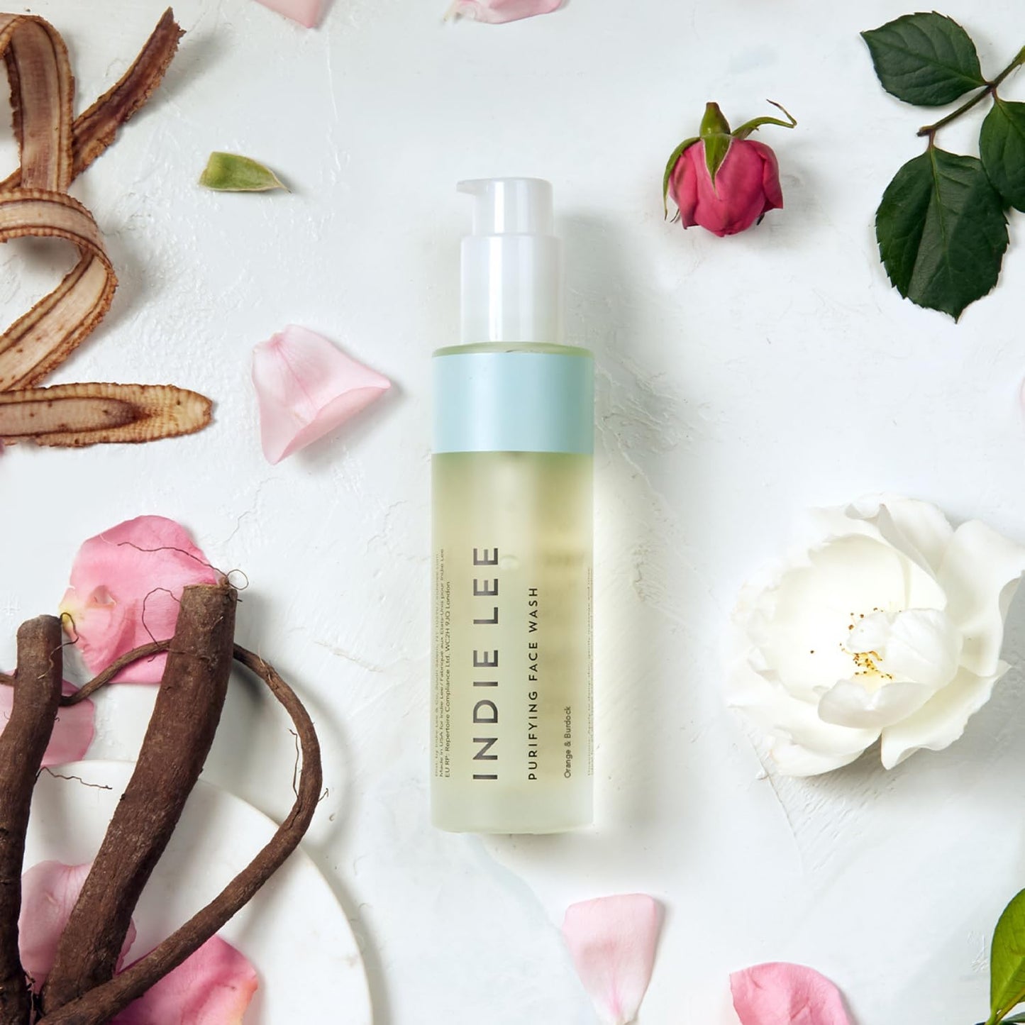 Indie Lee Purifying Face Wash - Hydrating Facial Cleanser + Makeup Remover - With Orange, Lavender, Burdock + Jasmine - Foam Face Wash for All Skin