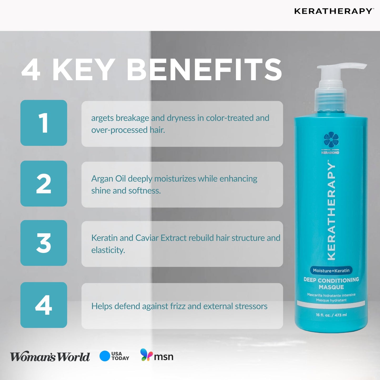 KERATHERAPY Keratin Infused Deep Conditioning Masque, 16.9 fl. oz., 500 ml - Moisturizing Hair Deep Conditioning Treatment with Kerabond, Jojoba Oil