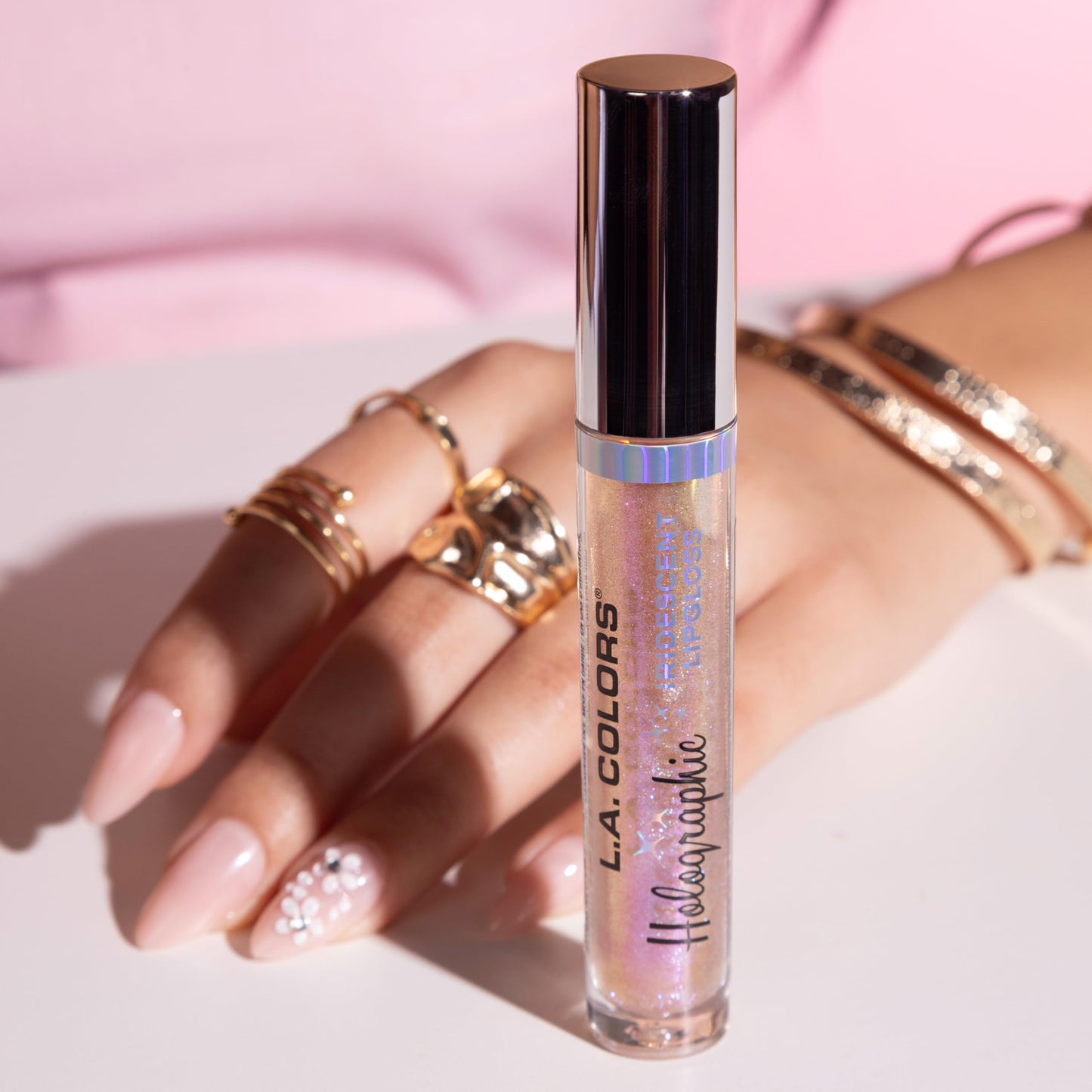 L.A. COLORS Holographic Lipgloss, Glazed Donut CLG426