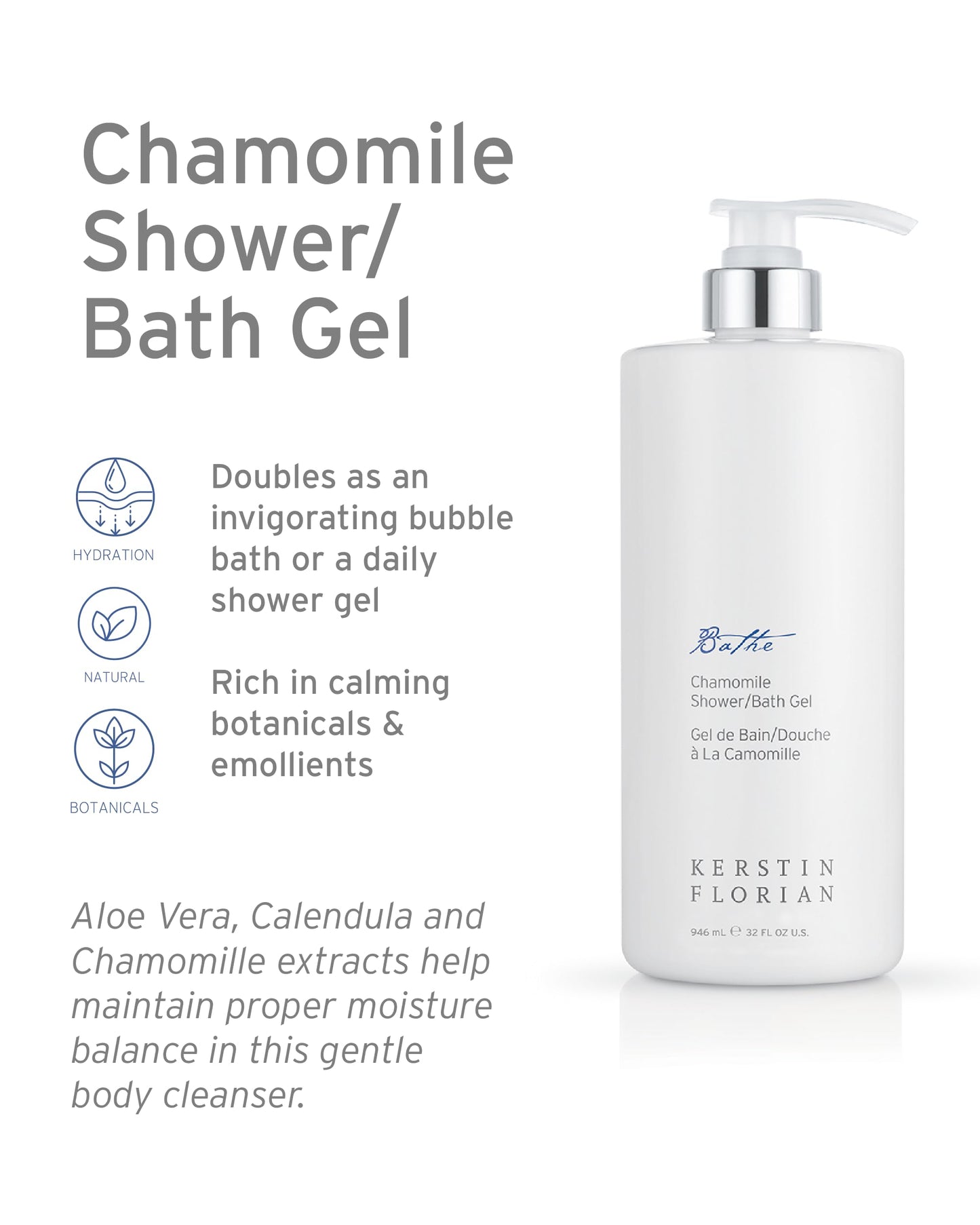 Kerstin Florian Chamomile Shower and Bath Gel | Aromatherapy Body Wash (13.5 fl oz)