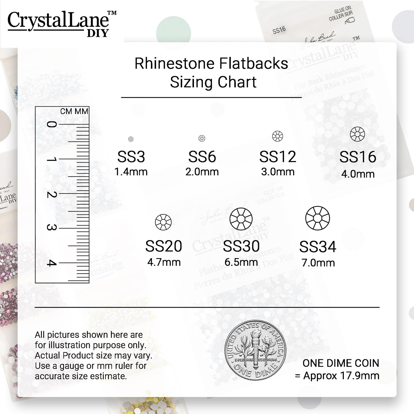 Crystal Lane DIY Flat Back Hotfix Rhinestones, ss12 (3mm), Hematite 1440pcs Beauty & Personal Care Crystal Lane Diy