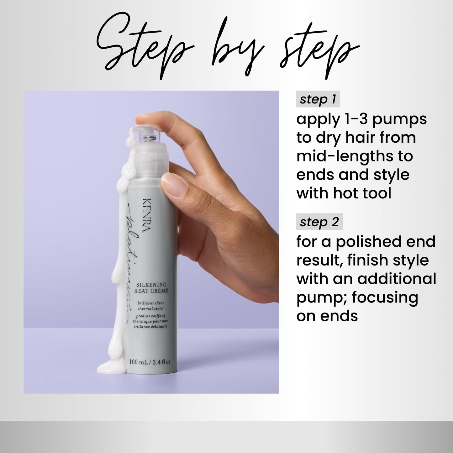 Kenra Platinum Silkening Heat Crème | Brilliant Shine Thermal Styler | Reduces Hot Tool Passes by 50% | Prevents Breakage & Improve Manageability |