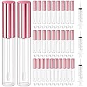 KPX 30 Pcs lip Gloss Tube Containers Bulk Wand 10ml Empty Clear Pink Lip Oil Tubes Refillable Lip Balm Bottles with Rubber Insert for DIY Makeup Such