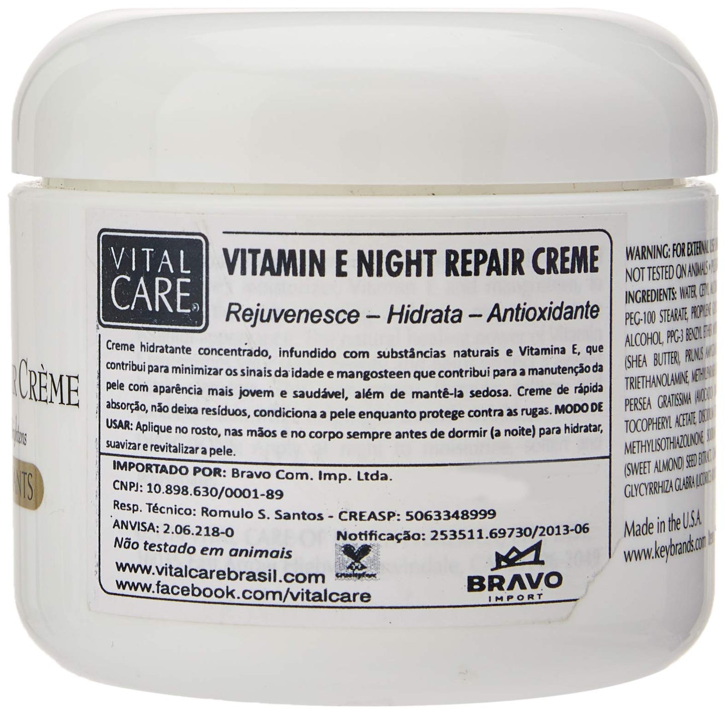Vital Care Anti-Aging Vitamin E Night Repair Crème Jar 4 oz