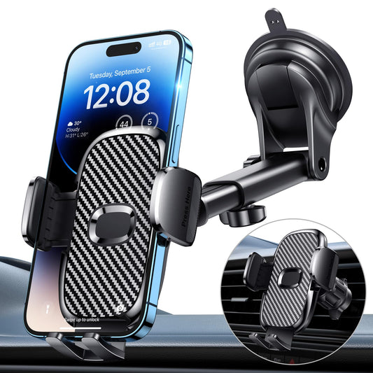 Car Phone Holder[Military-Grade 360°Suction Cup]Phone Holders for Your Car Universal Accessories Air Vent Dashboard Windshield Phone Mount Automotive…