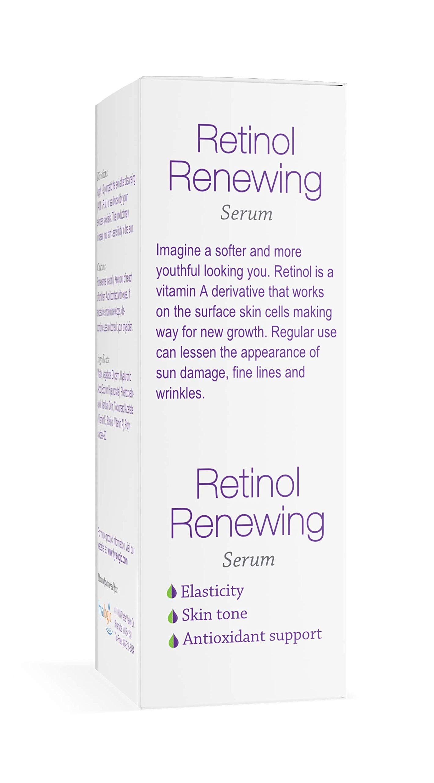 Hyalogic Retinol Serum- Skin Renewal & Wrinkle Repair Face Serum with Hyaluronic Acid & Vitamin A - For Clearer, Radiant Looking Skin (.47 fl oz.)