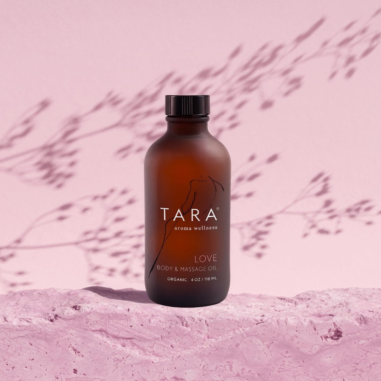 TARA Spa Therapy Love Body & Massage Oil - Premium Organic Oil for Nurturing & Sensuality, 100% Pure Essential Oils, Rose, Jasmine & Ylang Ylang, 4 oz
