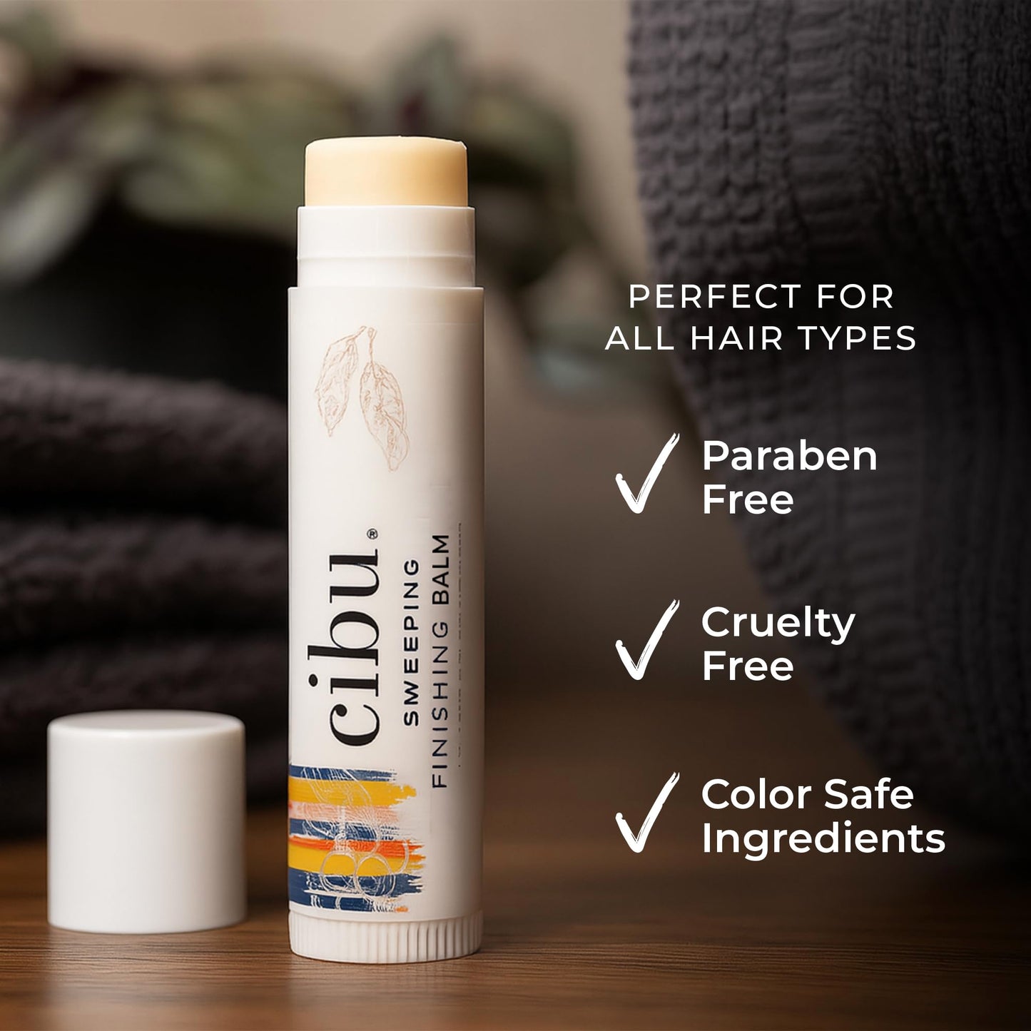 CIBU Sweeping Finishing Balm - Hair Wax Stick for Hydration and Frizz Control - Wax Stick for Hair for a Smooth & Shiny Look - 0.5oz