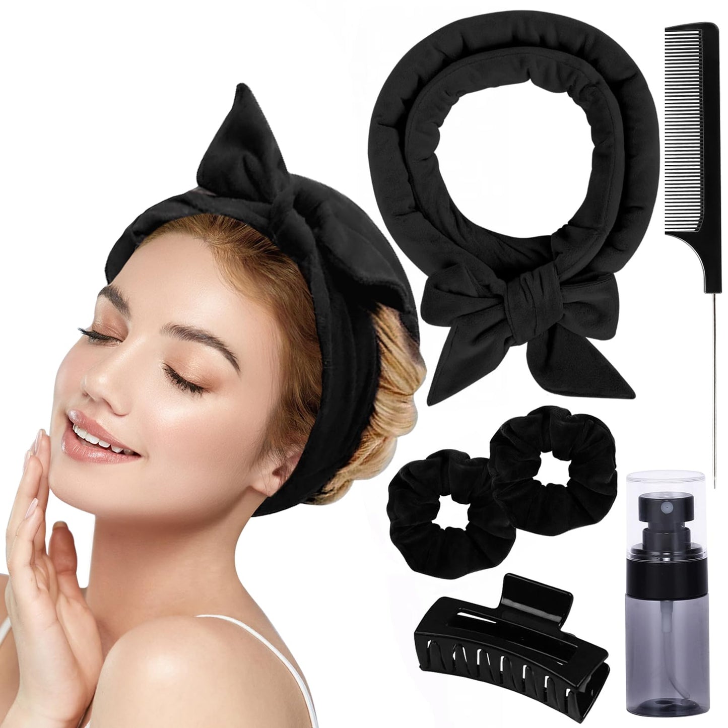Heatless Velvet Hair Curlers to Sleep in Heatless Curling Rod Headband For Long Hair Overnight No Heat Curls for Women Long Hair Waves - 6 Pieces Set