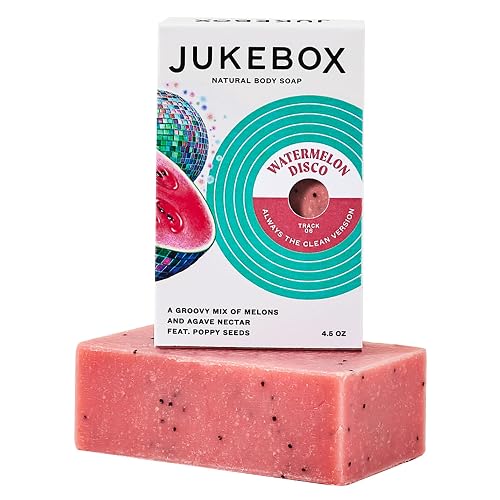 JUKEBOX Soap, Watermelon Disco, Natural Bar Soap for Women, Cold Process, Heavy Scrub, Bath Soap,No Harmful Ingredients, All Skin Types