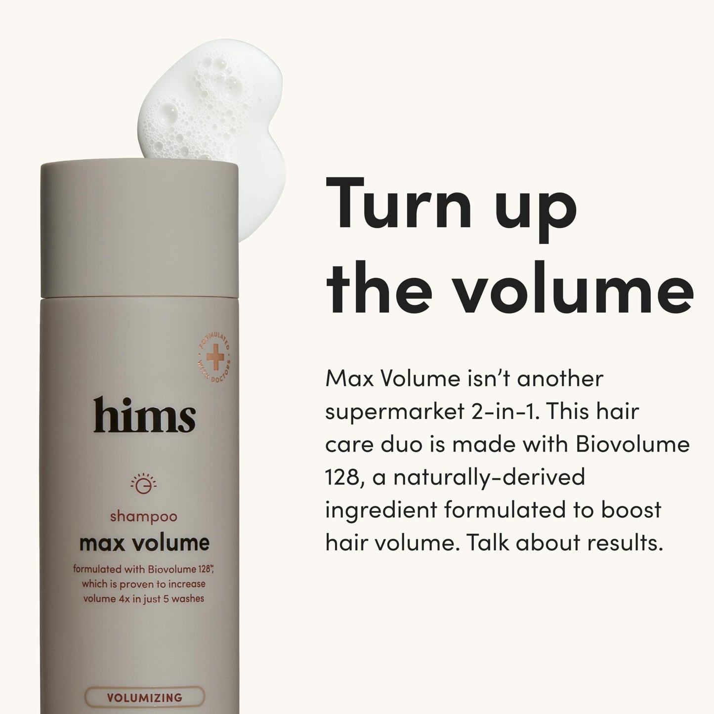 hims Max Volume Shampoo & Conditioner Set - Biovolume 128, Biotin, & Argan Oil - Root Lift & Moisturizing for Fine Hair - Sulfate-Free, Paraben-Free