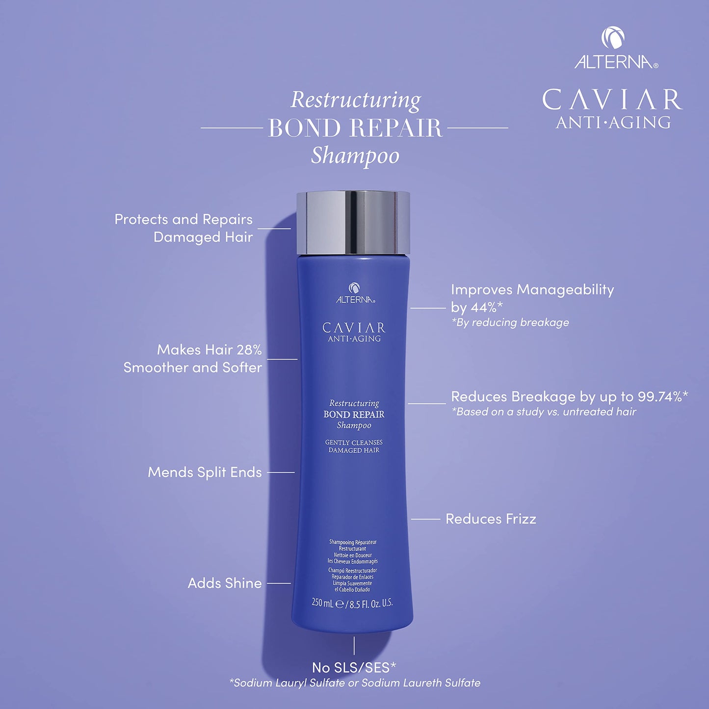 Alterna Caviar Anti-Aging Restructuring Bond Repair Shampoo/ Conditoner Set, 8.5 Fl Oz (Pack of 2)
