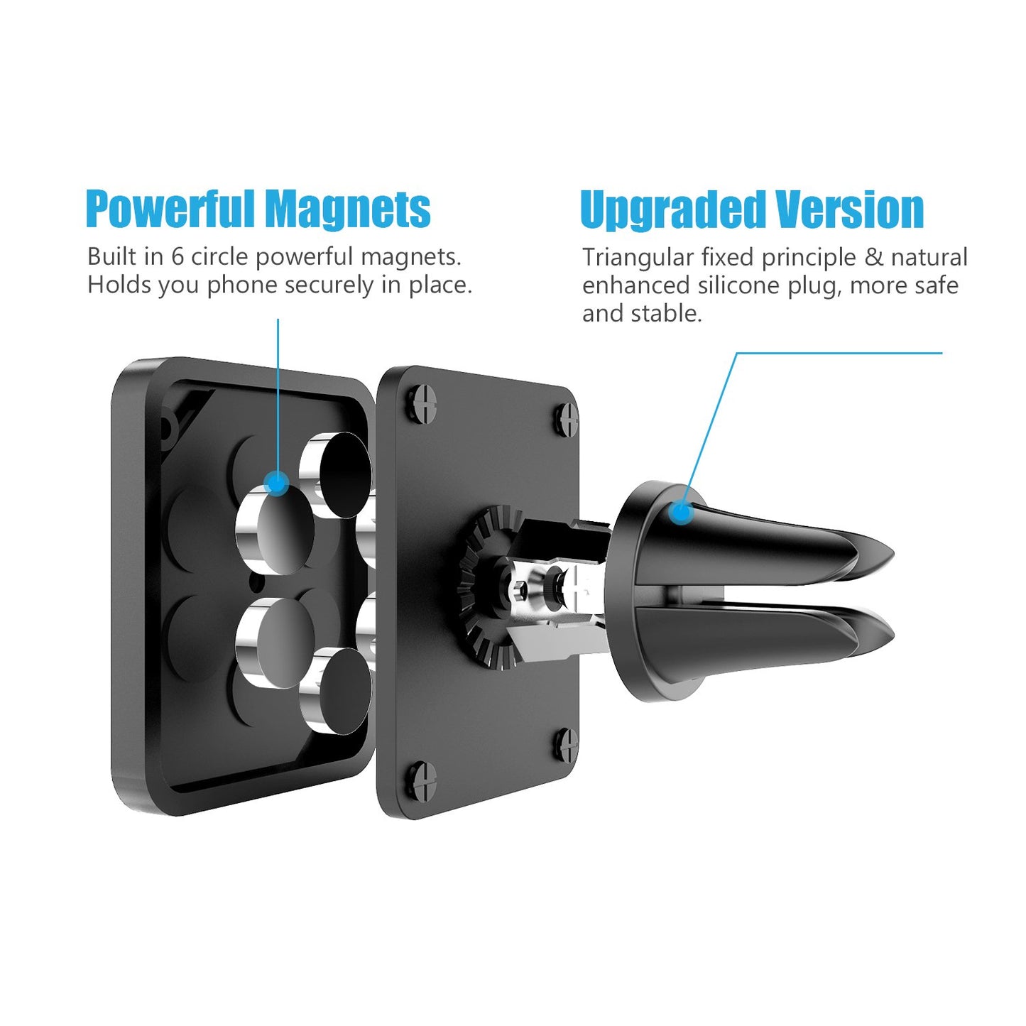 WixGear Universal Air Vent Magnetic Phone Car Mount Holder for Cell Phones with Fast Swift-Snap Technology, Magnetic Cell Phone Mount [New Stronger…