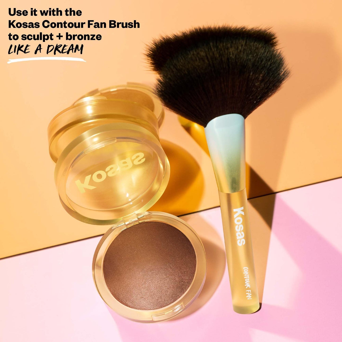 Kosas The Sun Show Glowy Warmth Baked Bronzer - Talc-Free Powder Bronzer for Face, Buildable Color, Natural Glow, Lightweight Finish, Escape