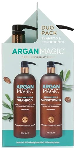 Argan Magic Shine Boosting Shampoo & Moisturizing Conditioner Duo - Gently Cleanses, Boosts Shine, Controls Frizz, Restores Moisture, Detangles |