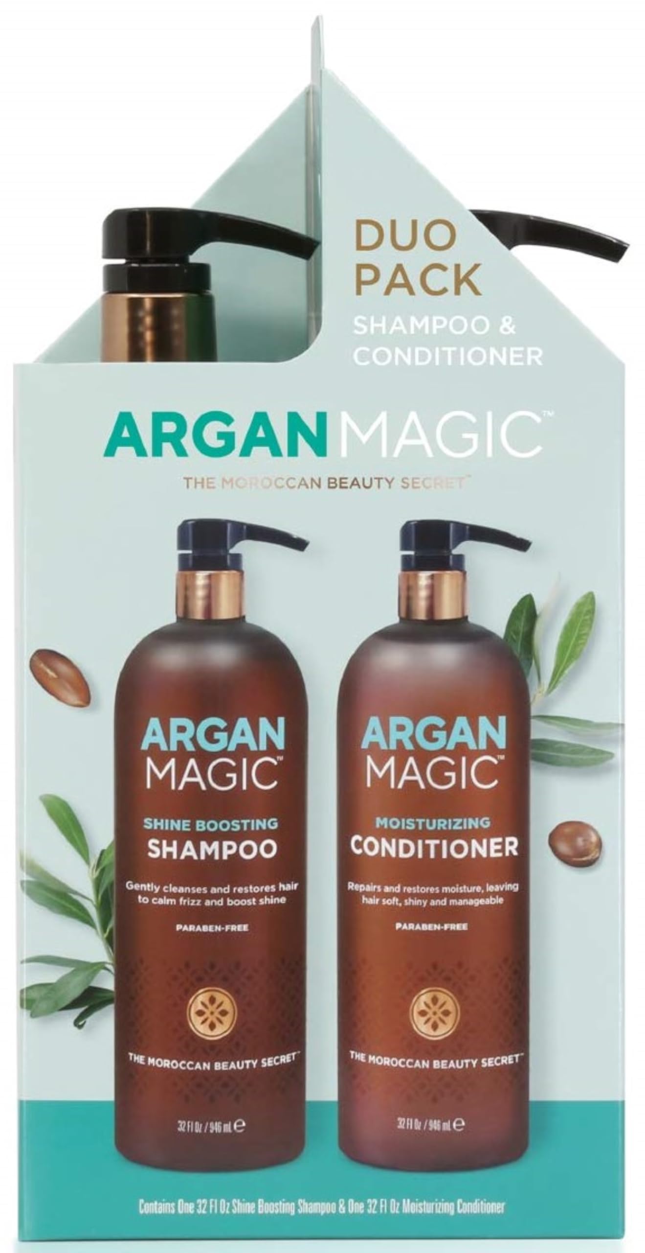 Argan Magic Shine Boosting Shampoo & Moisturizing Conditioner Duo - Gently Cleanses, Boosts Shine, Controls Frizz, Restores Moisture, Detangles |