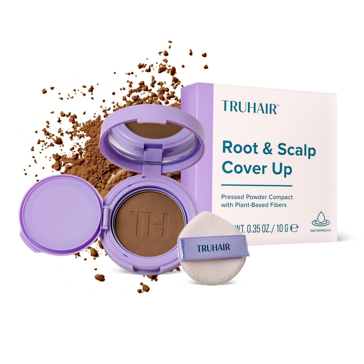 TRUHAIR Root & Scalp Cover Up Pressed Powder Compact, Waterproof, Weightless Hair Coverage & Bald Spot Concealing, Root Touch Up Hair Color for Gray