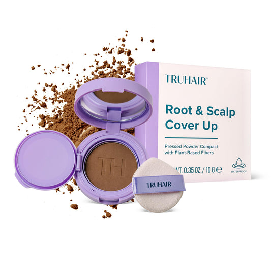 TRUHAIR Root & Scalp Cover Up Pressed Powder Compact, Waterproof, Weightless Hair Coverage & Bald Spot Concealing, Root Touch Up Hair Color for Gray