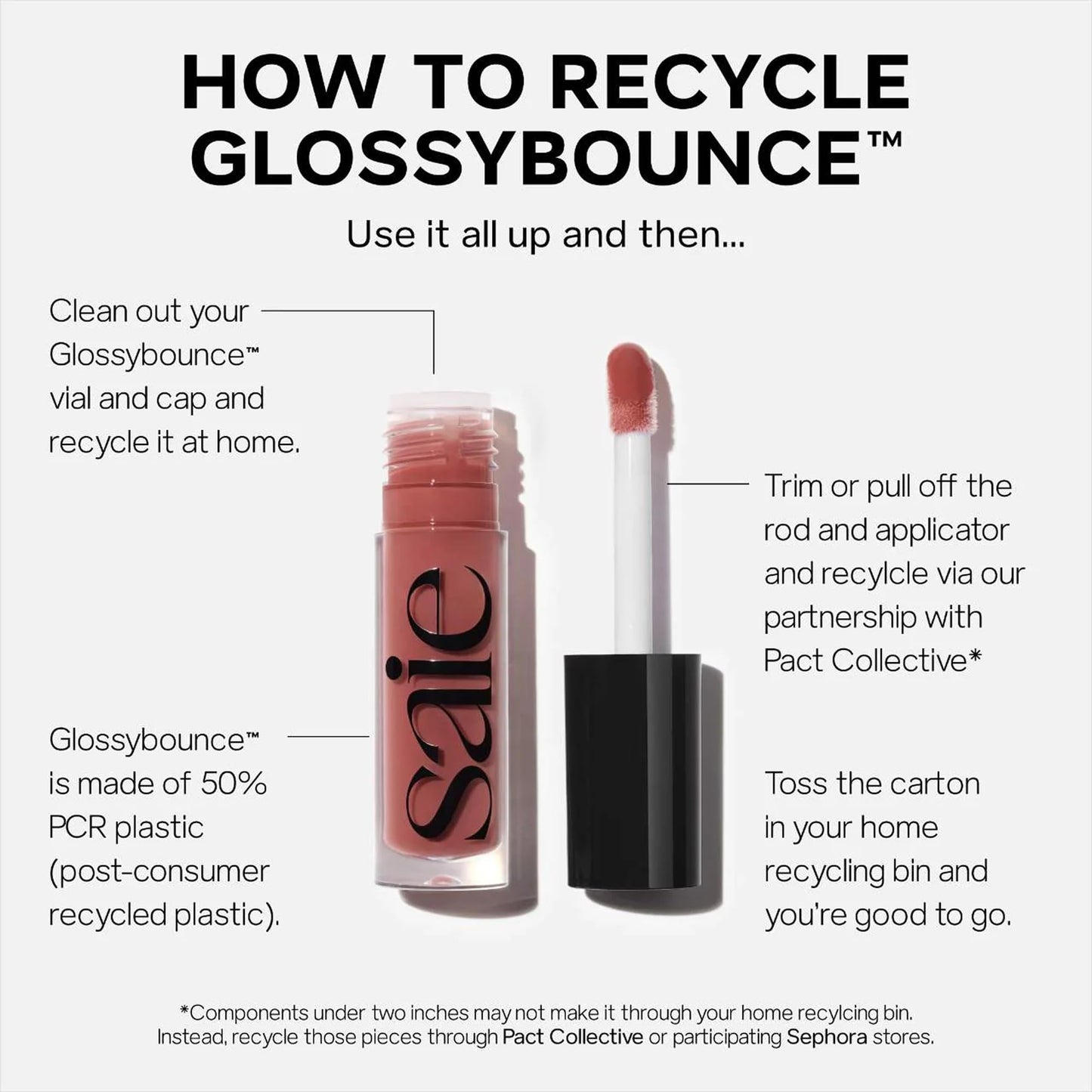 Saie Glossybounce High-Shine Hydrating Lip Gloss Oil - Sheer Tinted Lip Oil with Hyaluronic Acid + Jojoba Oil for Long-Lasting Moisture (.17 oz)
