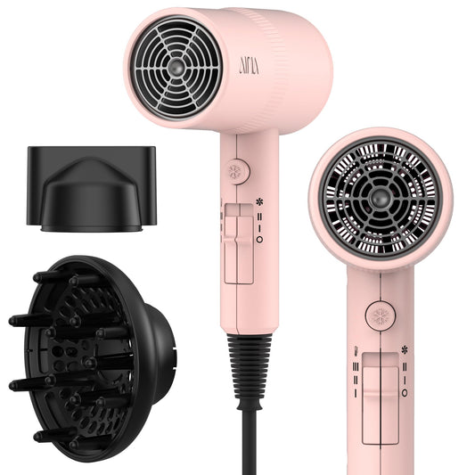 AINA Diffuser Hair Dryer Full-Featured Blow Dryer 110V/1600W(Babe Pink) Beauty and Personal Care Aina Default Title