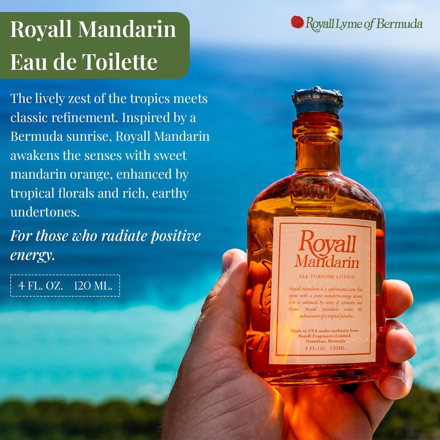 ROYALL MANDARIN, Men's Heritage Eau de Toilette, Bright Citrus Fragrance - 4 oz Spray