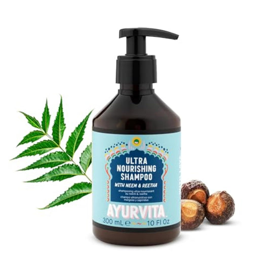 AyurVita Shampoo - Daily Nourishing Shampoo - Neem and Reetha Infused - Suitable For All Hair Types - Moisturizing, Strengthening & Lightweight