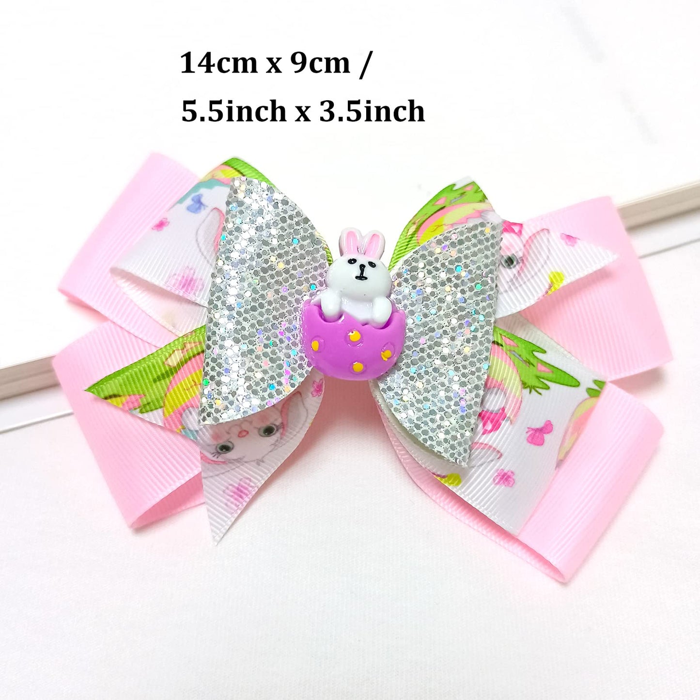 Easter Large Bows Hair Clips Boutique Grosgrain Ribbon Hair Pins Lovely Easter Egg Bunny Pattern Headwear Hair Accessories for Kids Girls