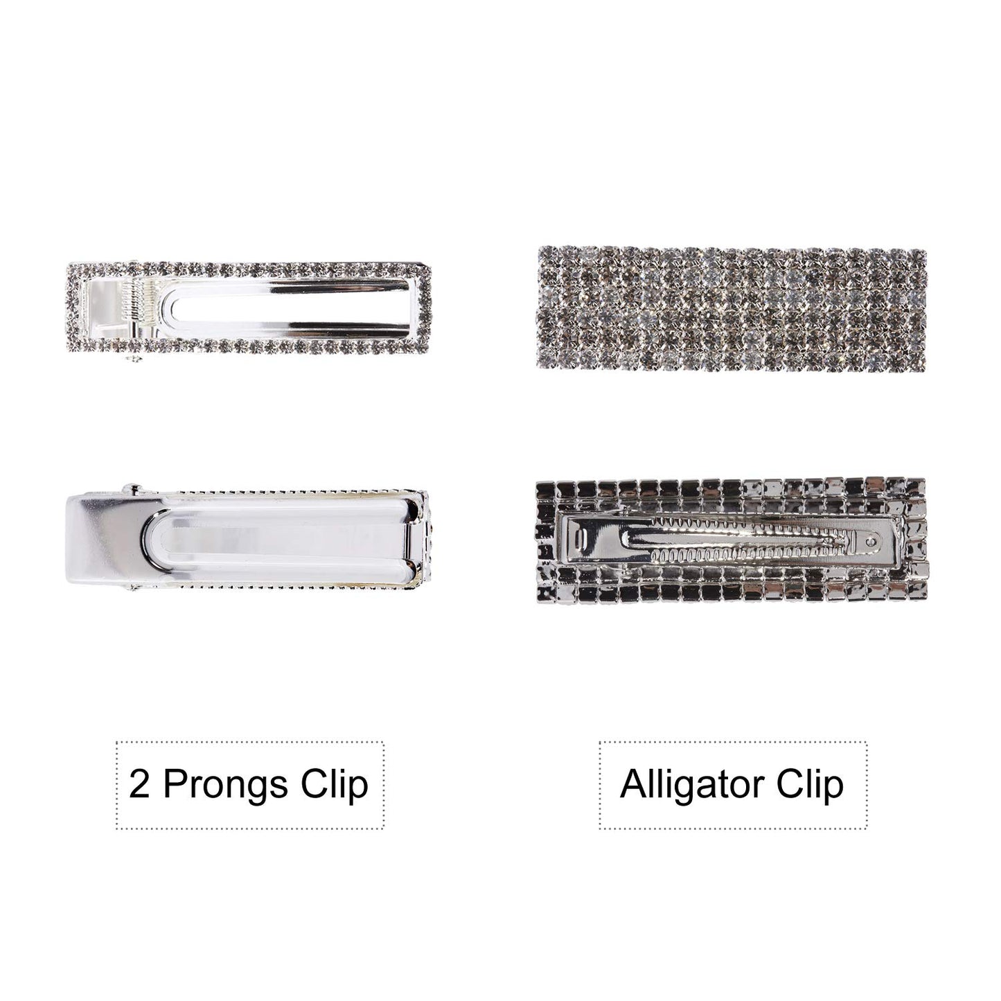 Lawie 12 Pack Silver Vintage Retro Geometric Metal Pearl Crystal Rhinestone Branch Leaf Hair Clips Snap Barrettes Claw Clamps U Shaped Wedding Party