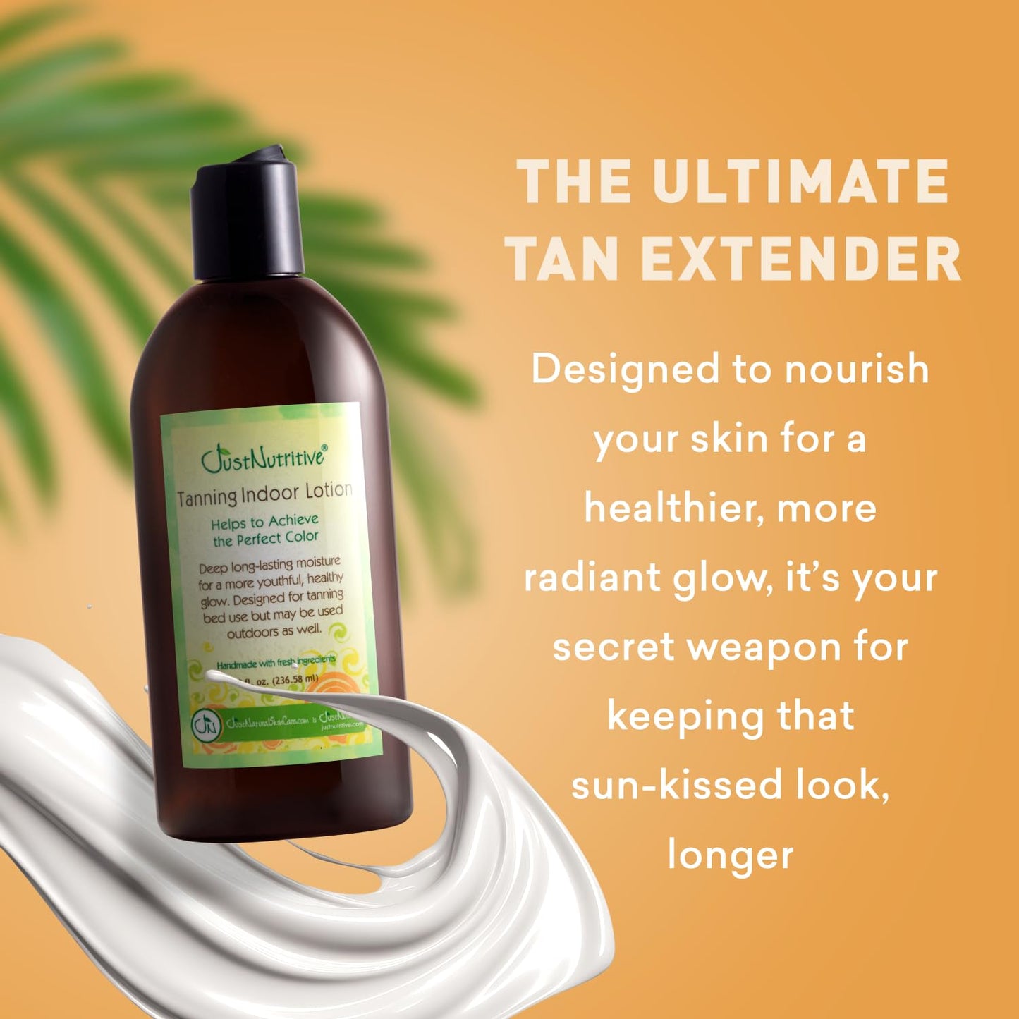 Just Nutritive Indoor Tanning Lotion | Natural Tanning Bed Moisturizer to Accelerate, Extend & Maintain Tan | With Aloe, Coffee, Papaya & Vitamin E |
