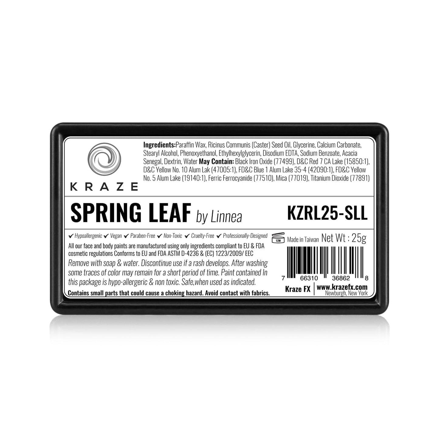 Kraze FX Dome Stroke - Spring Leaf by Linnea (25 gm), Professional 1-Stroke Split Cake, Hypoallergenic, Non-Toxic, Water Activated Face & Body