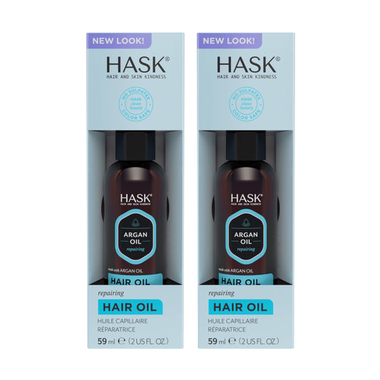 HASK ARGAN Repairing Hair Oil for shine and frizz control for all hair types, color safe, gluten free, sulfate free, paraben free - 2 Hair Oils