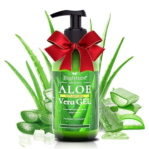 BIGHTURE Aloe Vera Gel, 100% Aloe Vera from Freshly Cut Aloe Leaves, Skin Care for Deeply & Rapidly Soothing, Firming, After Shave, Sunburn Relieve