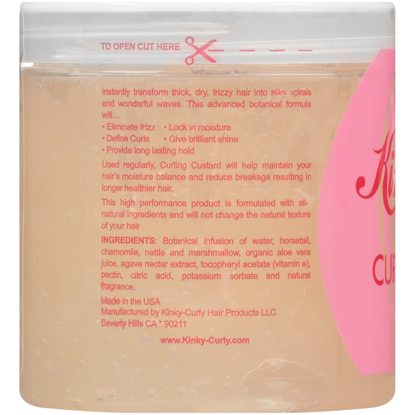 U/S/Kinky Curly Curl Cusard Gel 8oz - Definition Enhancing, Frizz-Fighting Formula for Textured Curls
