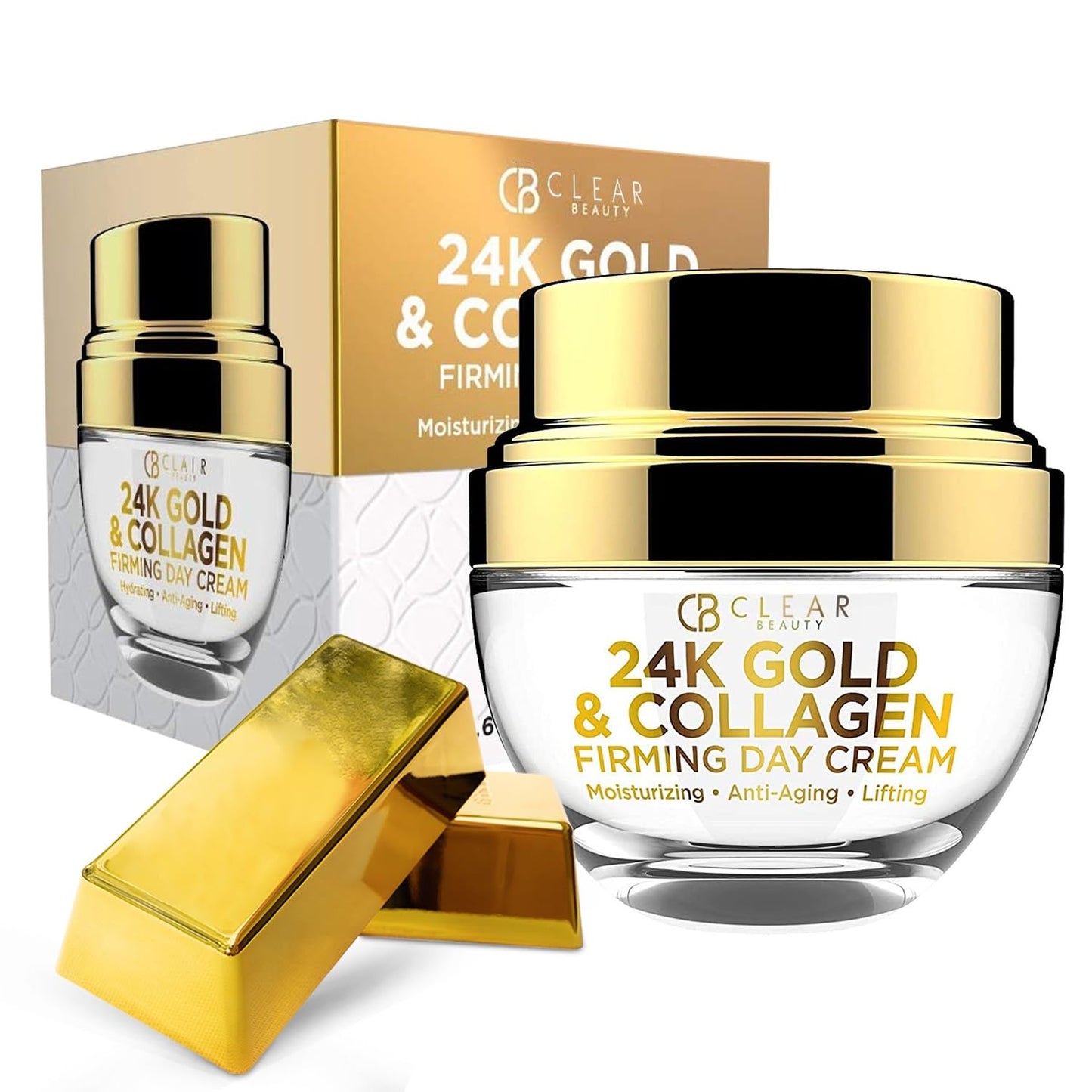 Clear Beauty 24K Gold & Collagen Daily Face Moisturizer - Dermatologist Tested, Reduces Fine Lines, Anti-Aging, Clean Beauty, Cruelty-Free Korean