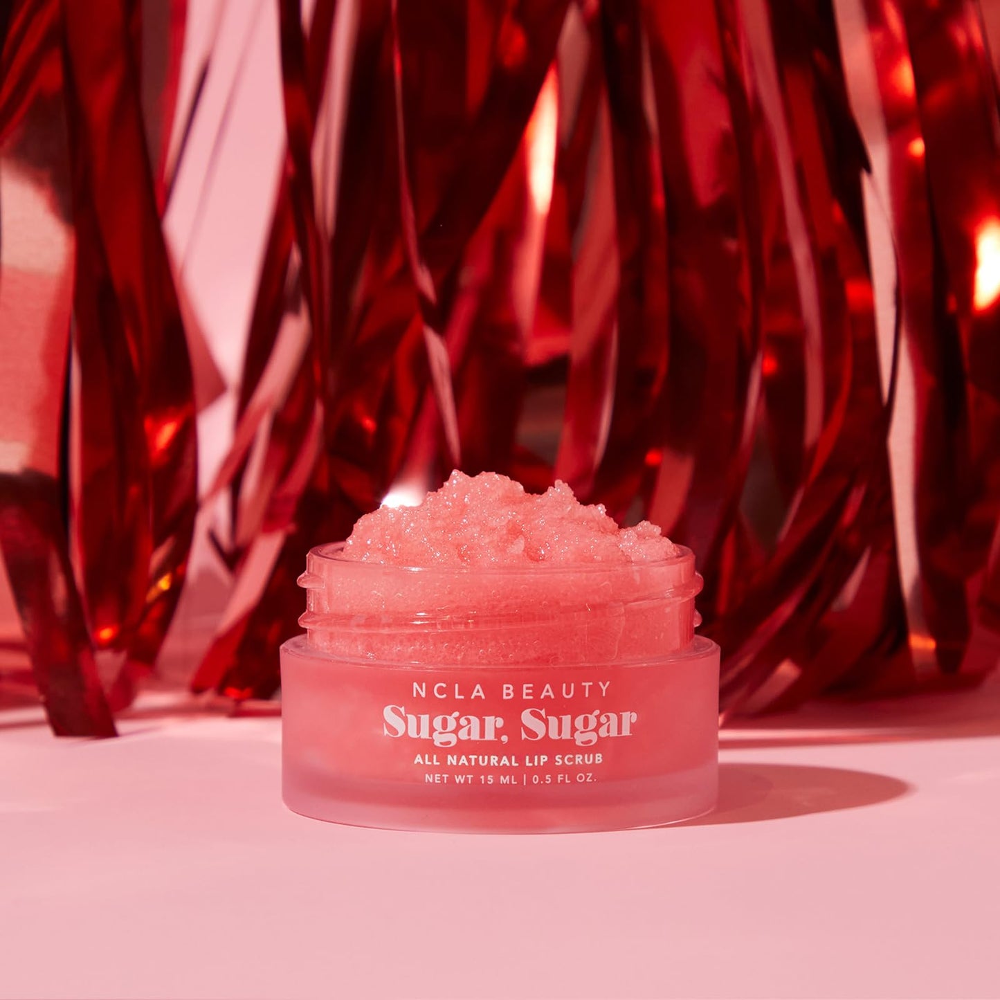 NCLA Beauty Sugar All Natural Lip Scrub - Lip Exfoliator - Made with Sugar, Cocoa and Shea Butter, Agave Nectar - Pink Champagne - 0.5 oz
