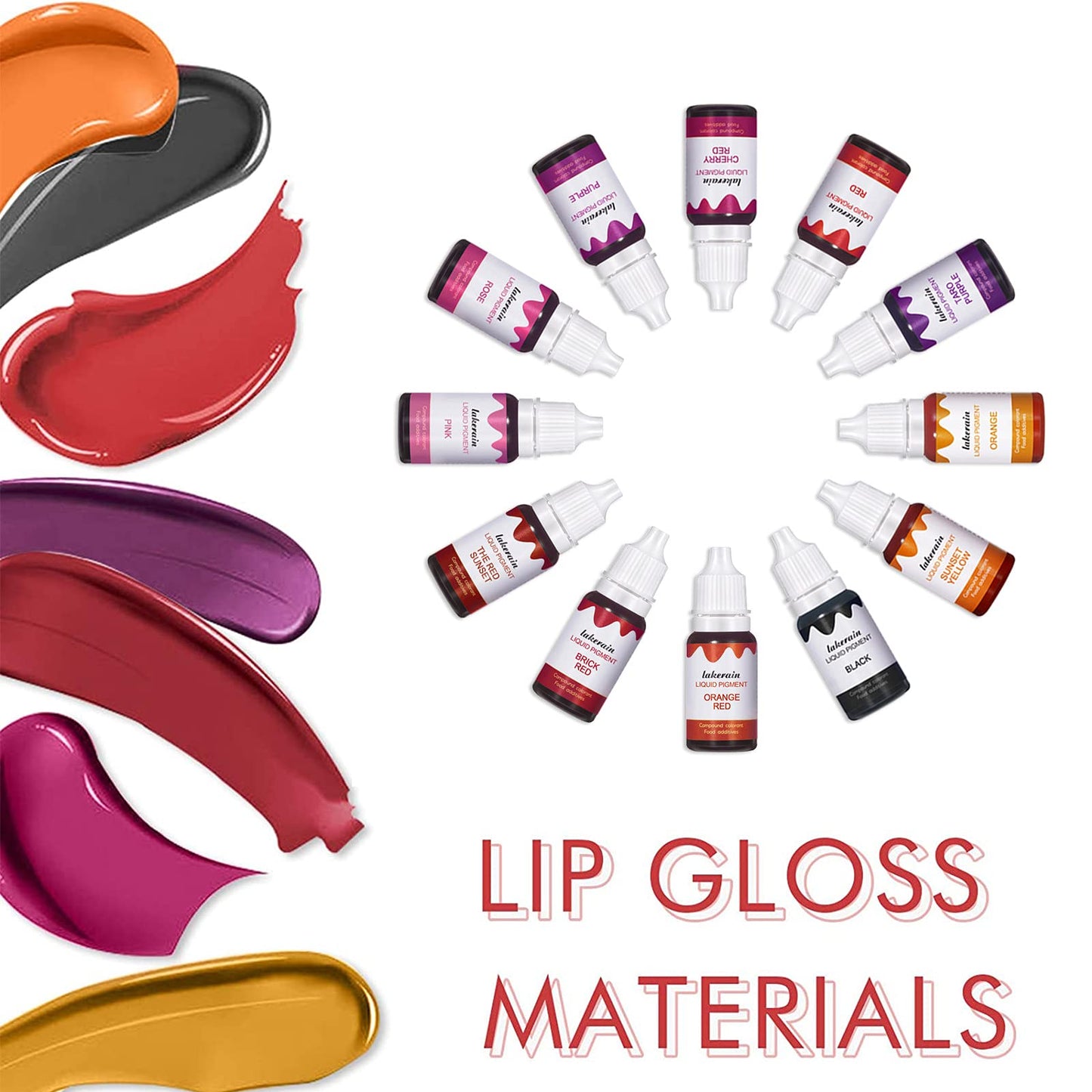 BONNIE CHOICE 12 Colors Liquid Lip Gloss Pigment Set, DIY Lipstick Liquid Pigment for Set Making Lip Gloss, DIY Lip Cosmetic Dye, Edible Coloring Pure
