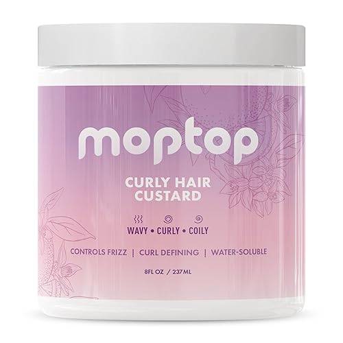 MopTop Curly Hair Gel Custard - Styling Gel for Moisturizing and Defining Soft Curls, Lightweight and Anti Frizz, Curly Hair Products for Waves, Coils