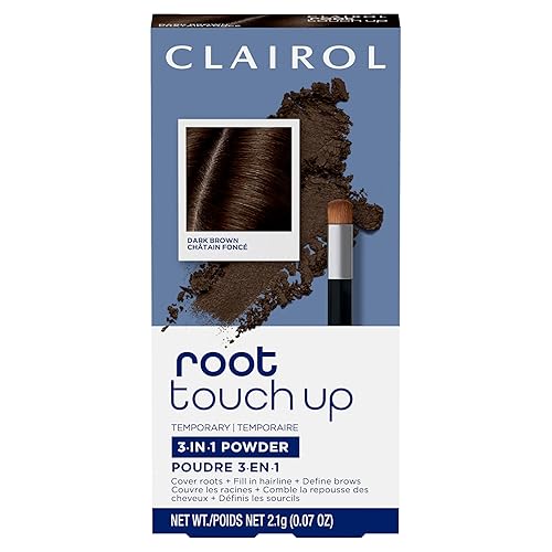 Clairol Root Touch-Up Temporary Concealing Powder, Dark Brown Hair Color | Ammonia Free | Instantly Cover Roots + Define Eyebrows | On-the-Go Compact