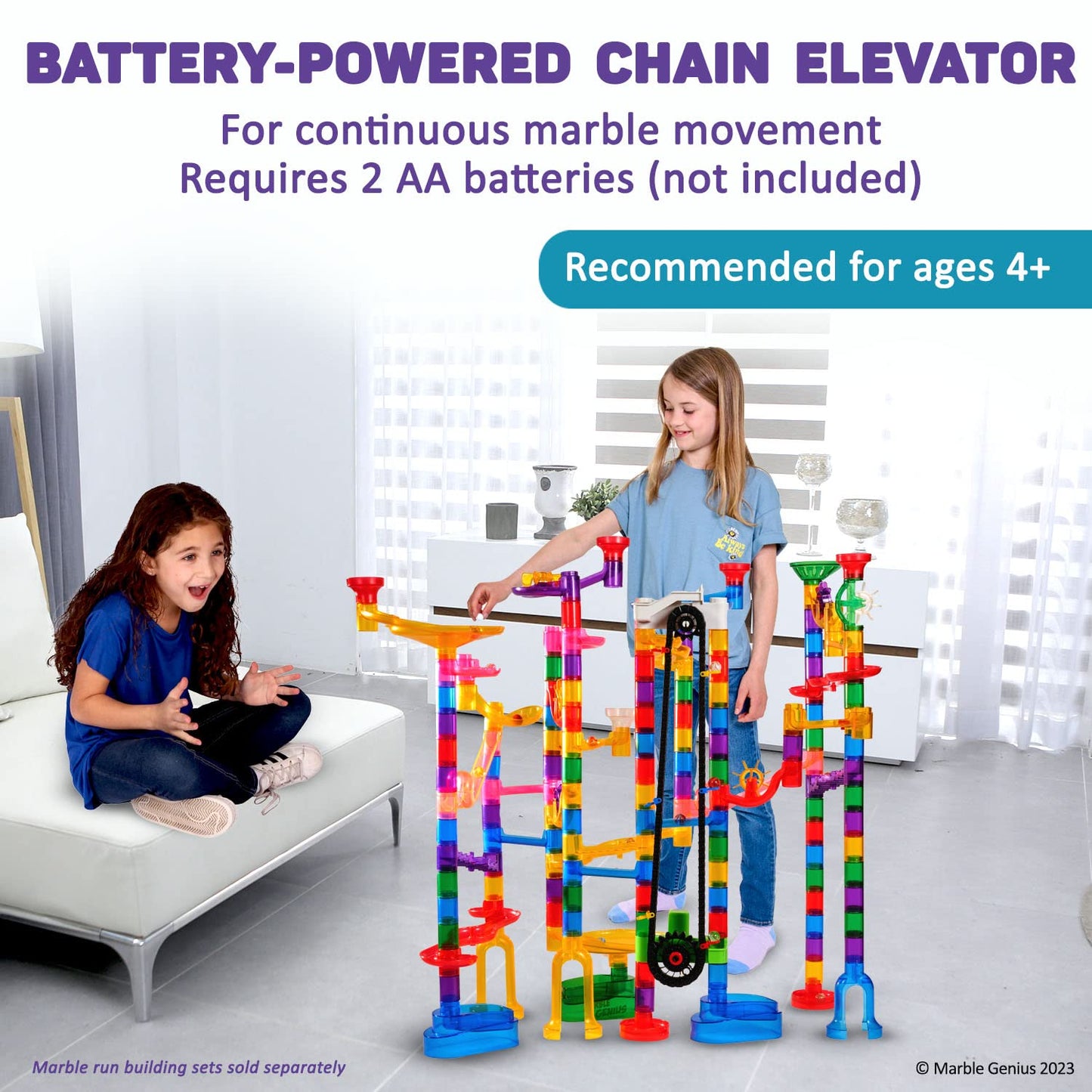 Marble Genius Automatic Chain Lift – Marble Run Accessory Set for Tracks, Mazes & Races, Endless Fun & Creative Marble Racing