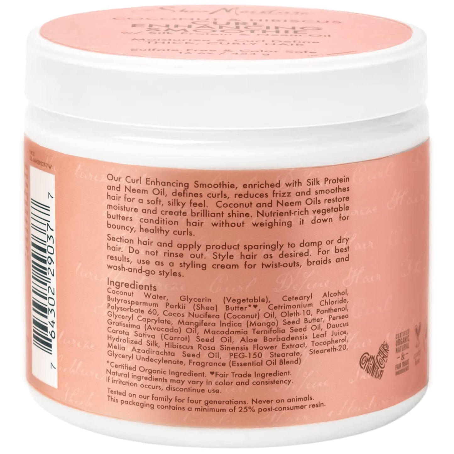 SheaMoisture Coconut & Hibiscus Curl Enhancing Smoothie, Bonus Size - Shea Butter Leave-In for Moisturizing & Defining Curly Hair, Repair, Frizz