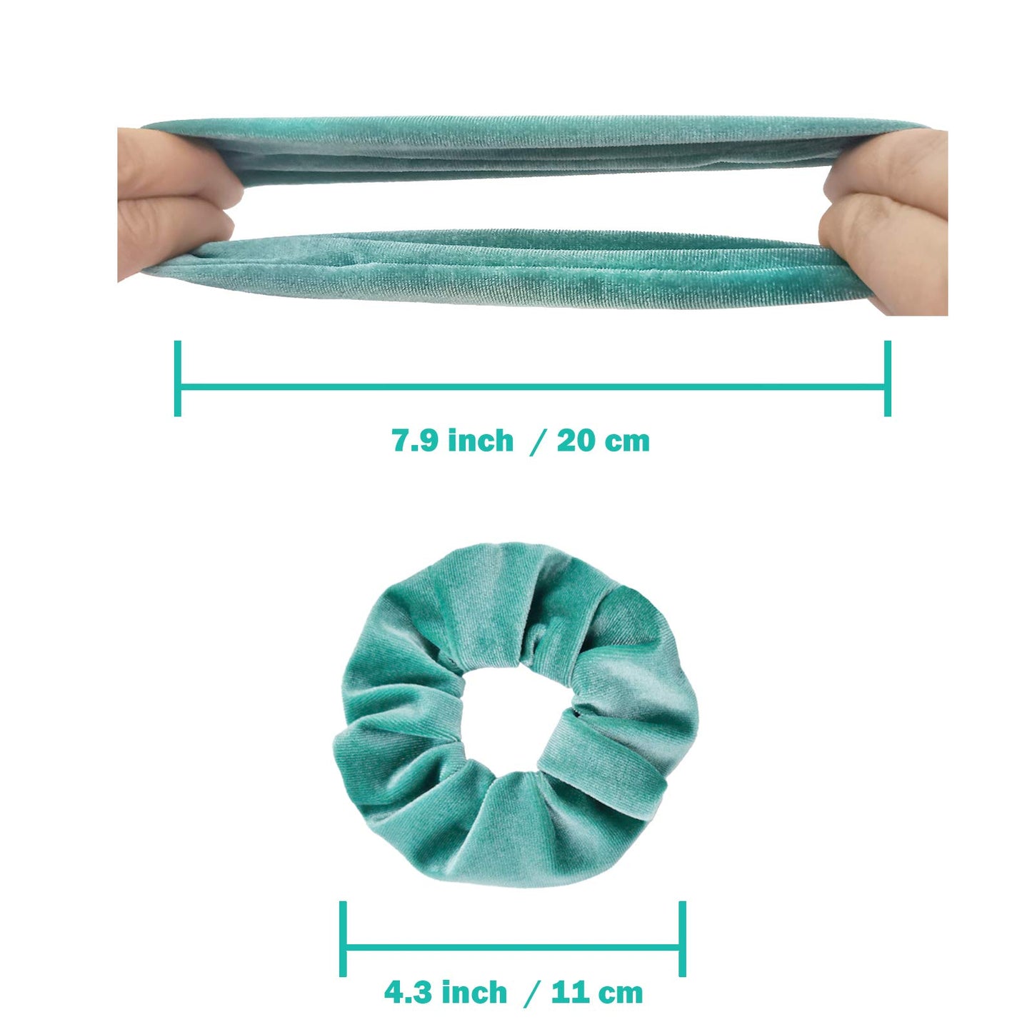 IVARYSS Dark Green Scrunchies, Premium Velvet Soft Hair Scrunchy Bulk, Solid Colors Thick Elastic Bands, Hair Accessories for Women and Girls, 12 Pack