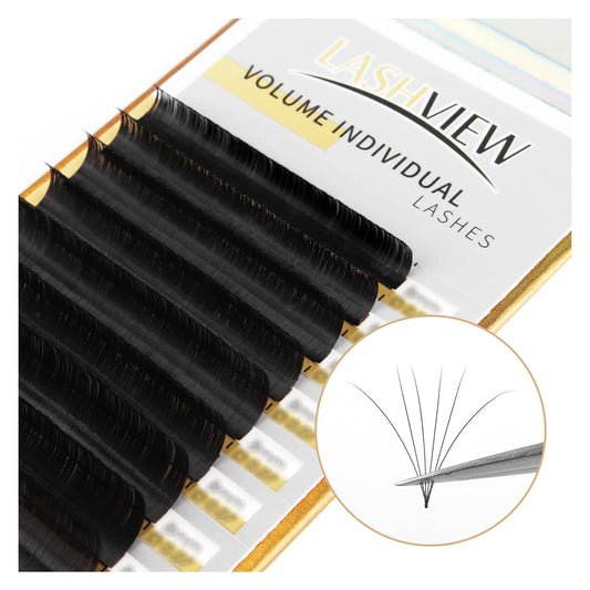 LASHVIEW Rapid Blooming Eyelash Extension 0.07mm Thickness C Curl Length 14mm 3D Volume Fast Fan Eyelash Extension Gap Lashes Professional Salon Use Beauty and Personal Care LASHVIEW Default Title