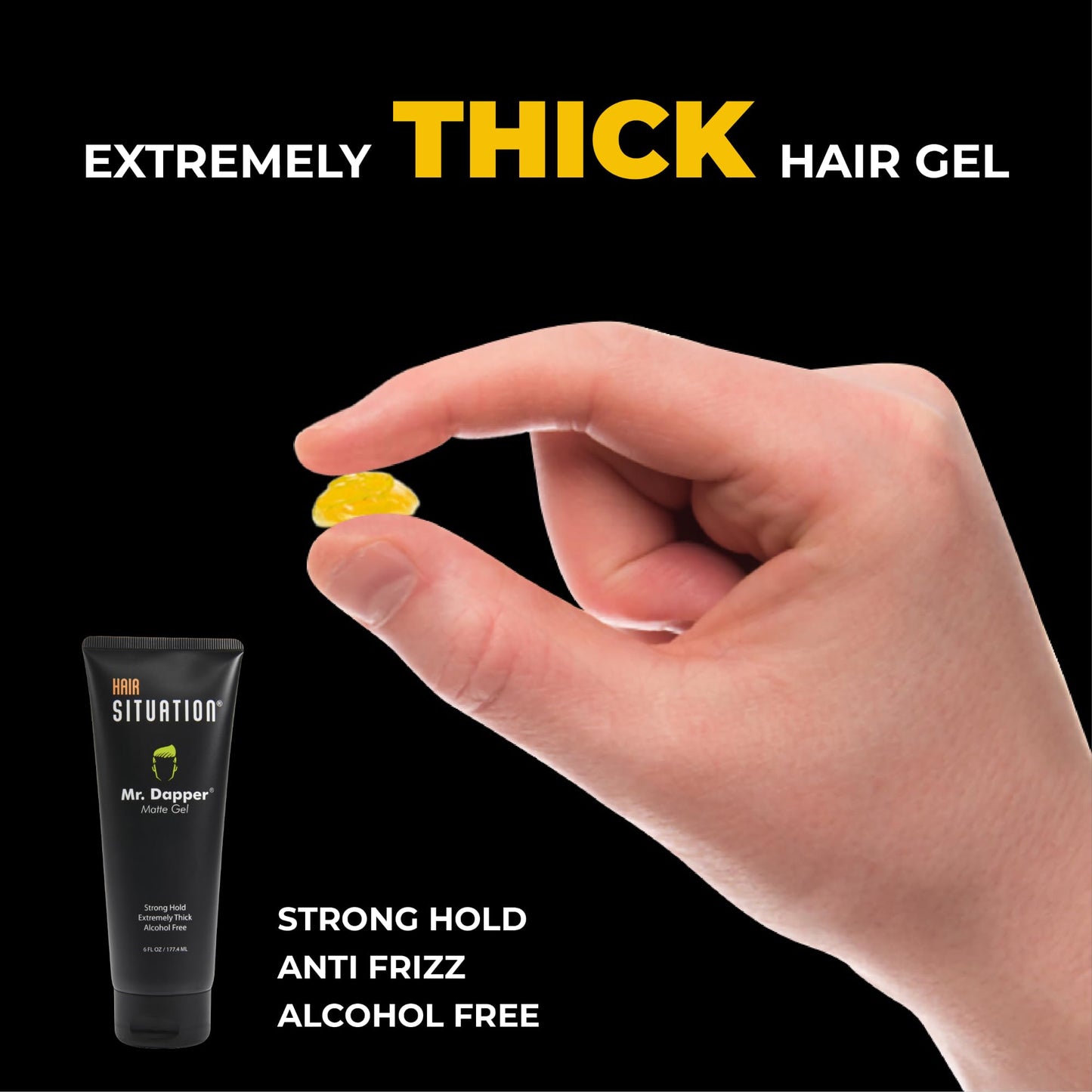 Hair Situation Mr. Dapper Matte Look Strong Hold Styling Hair Gel for Men, Anti-Humidity Shield, Anti-Frizz and Fly Away, Alcohol-Free, No Flake